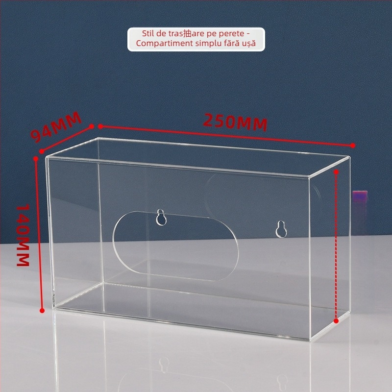 Cutie de depozitare din acrilic, montată pe perete, pentru măști și mănuși — capacitate 1 L, organizează măști, mănuși, pălării și acoperitoare pentru pantofi