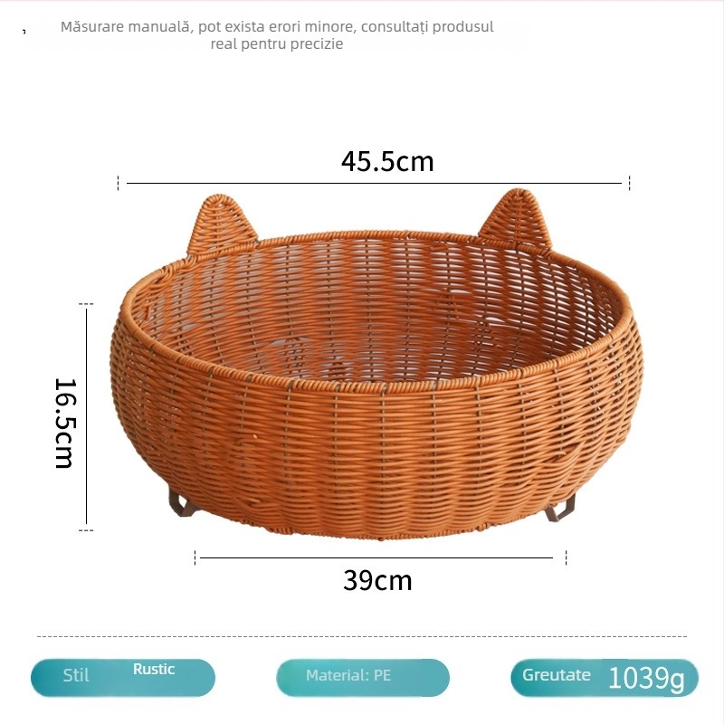 Cuib de pisică din ratan – respirabil, pentru interior, pentru pisici, primăvară-vară.