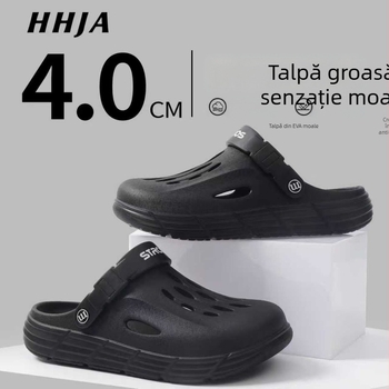 Sandale bărbați perforate, cu vârf acoperit, talpă EVA groasă, partea superioară EVA, respirante, antiderapante