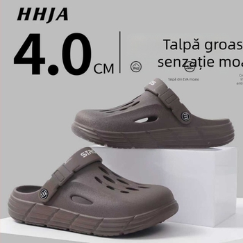 Sandale bărbați perforate, cu vârf acoperit, talpă EVA groasă, partea superioară EVA, respirante, antiderapante