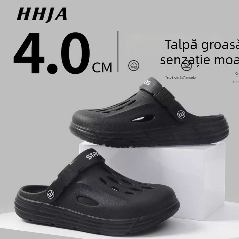 Sandale bărbați perforate, cu vârf acoperit, talpă EVA groasă, partea superioară EVA, respirante, antiderapante