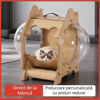 Cuib pentru pisici pentru toate sezoanele, capsulă transparentă, pat extra-large, respirabil și impermeabil, pentru interior și exterior