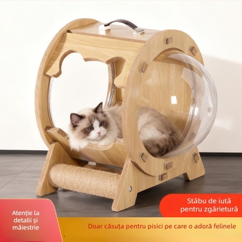 Cuib pentru pisici pentru toate sezoanele, capsulă transparentă, pat extra-large, respirabil și impermeabil, pentru interior și exterior