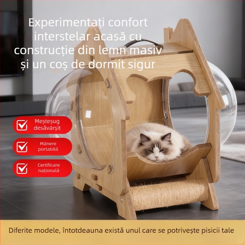 Cuib pentru pisici pentru toate sezoanele, capsulă transparentă, pat extra-large, respirabil și impermeabil, pentru interior și exterior