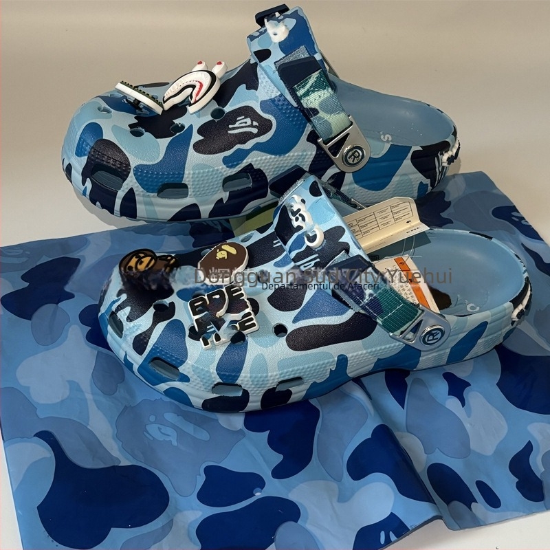 Sandale de plajă cu camuflaj de maimuță, închidere Velcro, profil redus, parte superioară EVA și talpă EVA