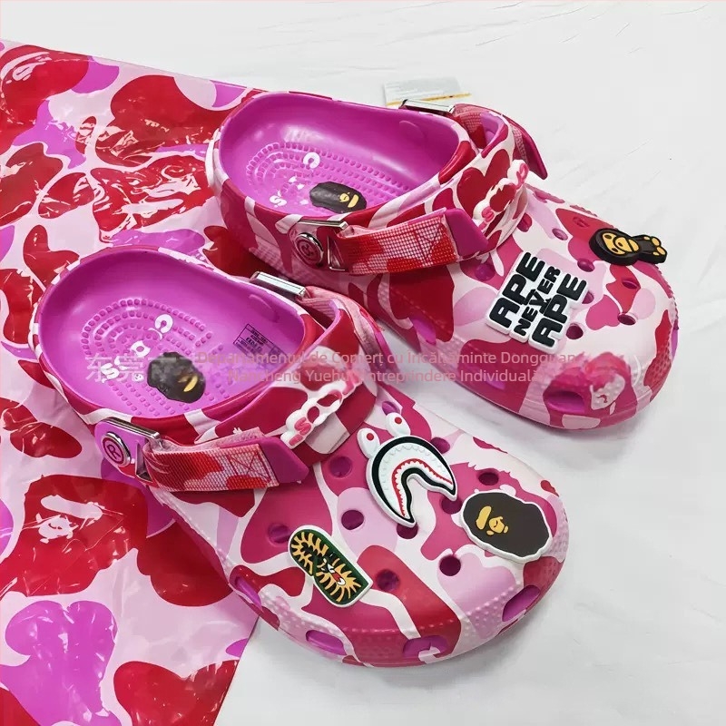 Sandale de plajă cu camuflaj de maimuță, închidere Velcro, profil redus, parte superioară EVA și talpă EVA