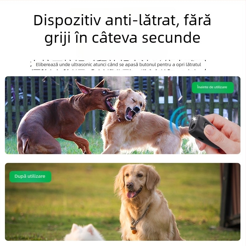 Dispozitiv ultrasonic anti-lătrăt pentru câini, mini, portabil și compact; brand Neutral; material poliester; potrivit pentru câini în general; neimportat; fără mărci private licențiate