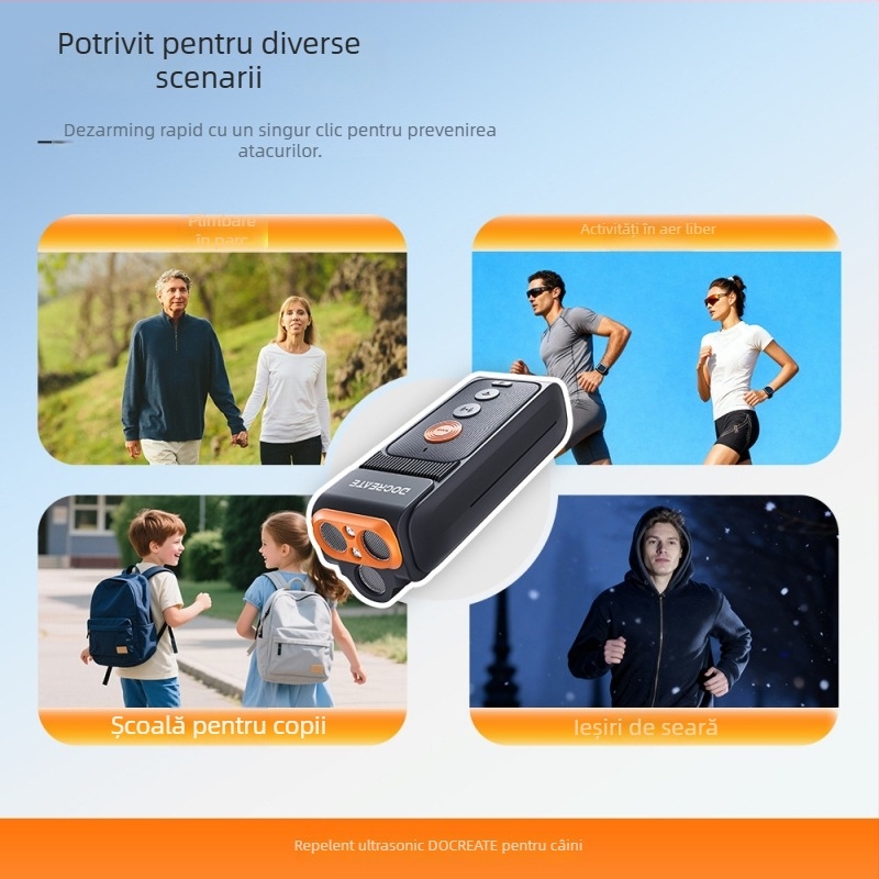 Dispozitiv de dresaj pentru câini cu ultrasunete, cu trei capete, lanternă, putere mare, anti-lătrare