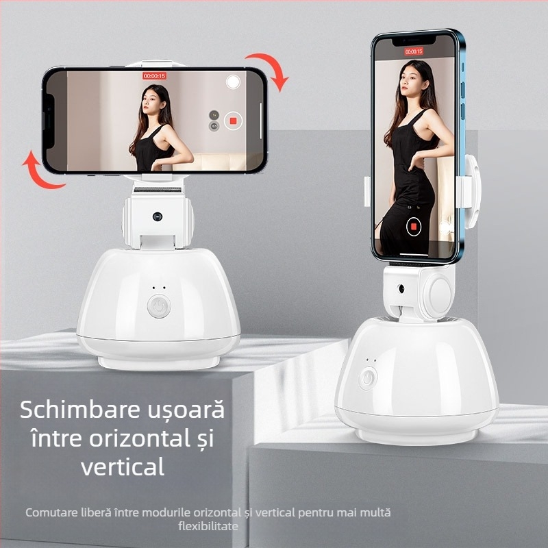 Stabilizator gimbal pentru telefon cu urmărire facială, anti-tremur, iluminare, telecomandă Bluetooth, selfie stick