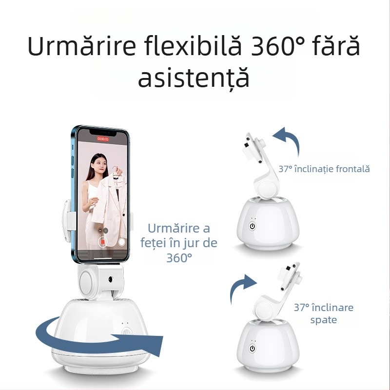Stabilizator gimbal pentru telefon cu urmărire facială, anti-tremur, iluminare, telecomandă Bluetooth, selfie stick