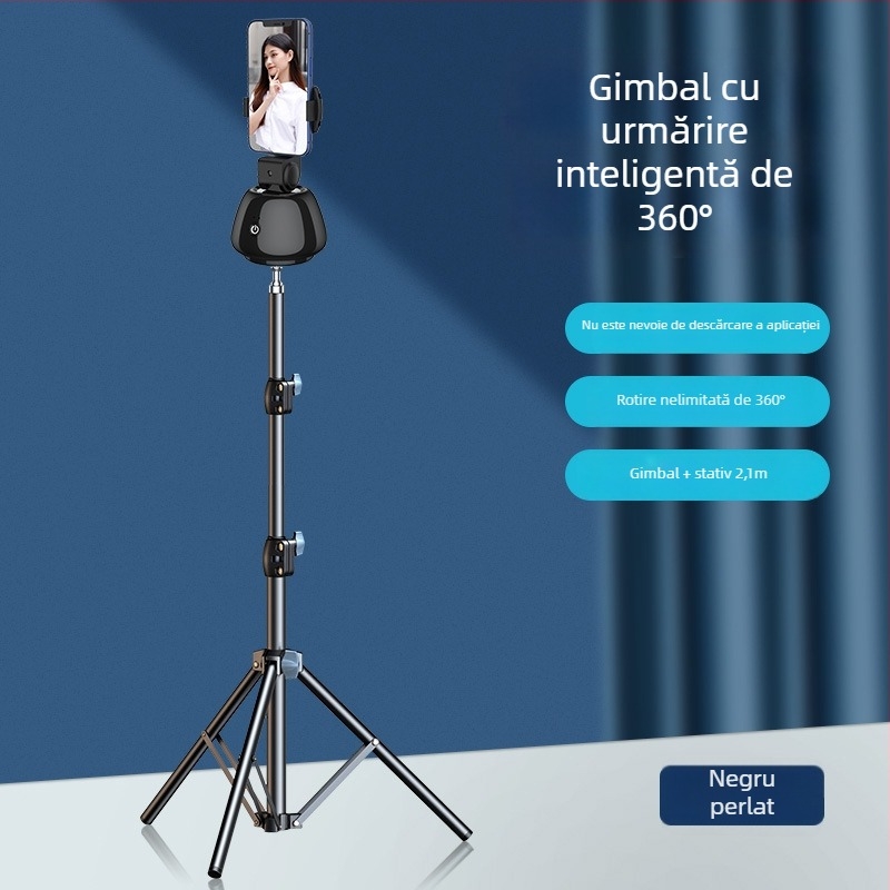 Stabilizator gimbal pentru telefon cu urmărire facială, anti-tremur, iluminare, telecomandă Bluetooth, selfie stick