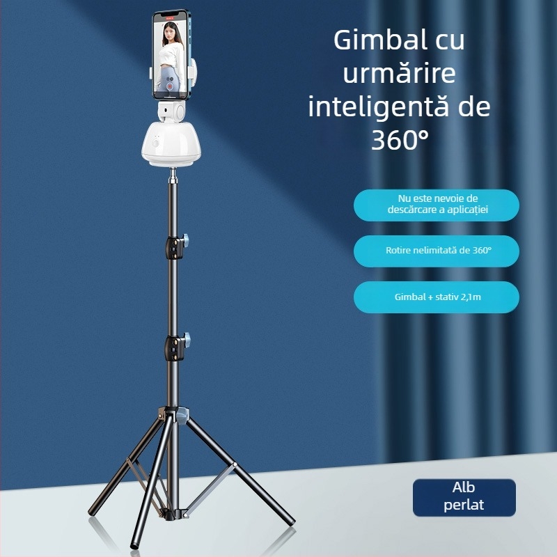Stabilizator gimbal pentru telefon cu urmărire facială, anti-tremur, iluminare, telecomandă Bluetooth, selfie stick