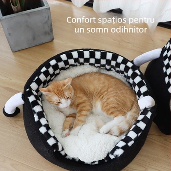 Cuib Leyoupai pentru pisici - materiale: pluș de iepure, pânză, lână de miel; Categorie: cuib pentru animale de companie; Potrivit pentru pisici