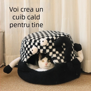 Cuib Leyoupai pentru pisici - materiale: pluș de iepure, pânză, lână de miel; Categorie: cuib pentru animale de companie; Potrivit pentru pisici