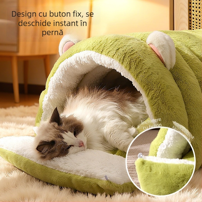 Cuib pentru pisici, cald pentru toate anotimpurile, design închis, PP bumbac, utilizare în interior, detașabil și lavabil