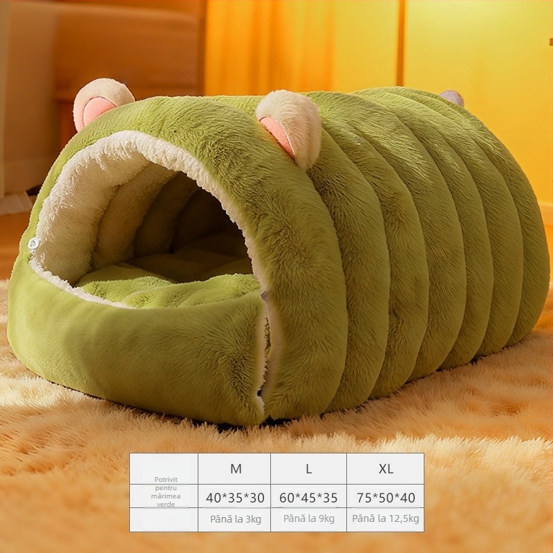 Cuib pentru pisici, cald pentru toate anotimpurile, design închis, PP bumbac, utilizare în interior, detașabil și lavabil