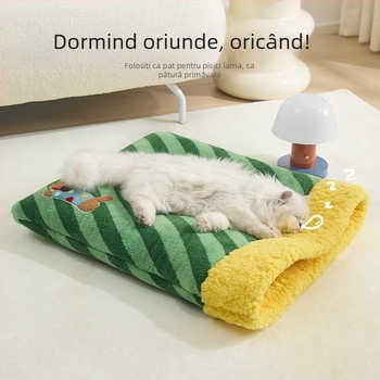 Cuib de pisică în sac de dormit pentru iarnă, design închis pentru siguranță — potrivit pentru mai multe pisici | Material: pânză • Marcă: Nine pets • Destinat obiect: Pisică • Categoria: Cuib de pisică, cușcă