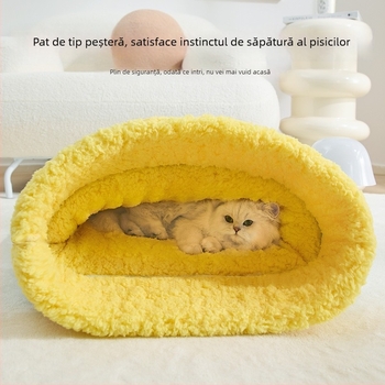 Cuib de pisică în sac de dormit pentru iarnă, design închis pentru siguranță — potrivit pentru mai multe pisici | Material: pânză • Marcă: Nine pets • Destinat obiect: Pisică • Categoria: Cuib de pisică, cușcă