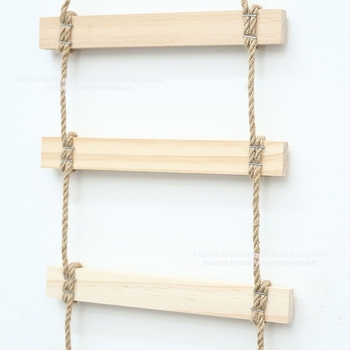 Cadru de escaladare pentru pisici din lemn masiv cu scară de frânghie, cuib, placă de zgâriere și pod suspendat