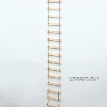 Cadru de escaladare pentru pisici din lemn masiv cu scară de frânghie, cuib, placă de zgâriere și pod suspendat