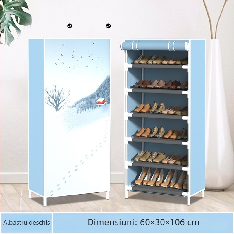 Raft pentru pantofi din oțel, 5 etaje, spațiu de depozitare din material nețesut anti-praf, stil modern minimalist