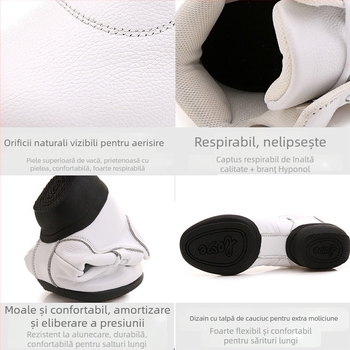 Pantofi dama din piele pentru dansuri de pătrat, pentru dans modern, toc mic 1–3 cm, talpă din cauciuc, rezistenți la uzură