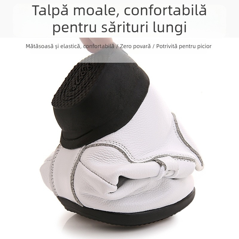 Pantofi dama din piele pentru dansuri de pătrat, pentru dans modern, toc mic 1–3 cm, talpă din cauciuc, rezistenți la uzură