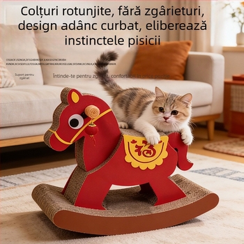 Tabla de zgâriere pentru pisici cu casă în picioare – Jucărie multifuncțională în stil drăguț, din felt și hârtie ondulată