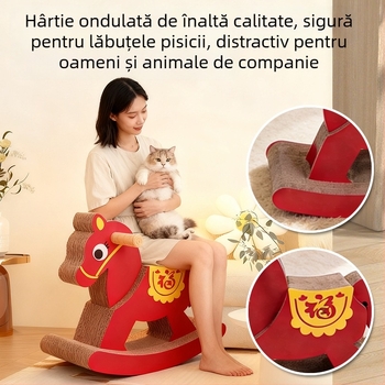 Tabla de zgâriere pentru pisici cu casă în picioare – Jucărie multifuncțională în stil drăguț, din felt și hârtie ondulată