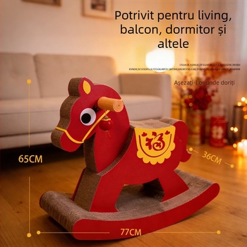 Tabla de zgâriere pentru pisici cu casă în picioare – Jucărie multifuncțională în stil drăguț, din felt și hârtie ondulată