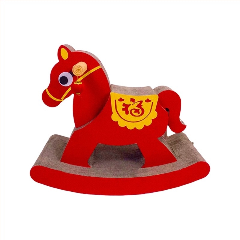 Tabla de zgâriere pentru pisici cu casă în picioare – Jucărie multifuncțională în stil drăguț, din felt și hârtie ondulată