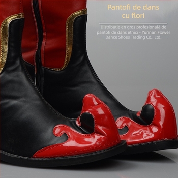 Pantofi de dans tibetani pentru bărbați, înalți, antiaderenți, toc de 3 cm, PU partea superioară, talpă din cauciuc