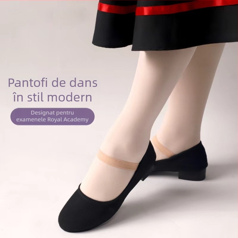 Pantofi de dans – partea superioară din pânză, talpă din piele, femeie adultă, dans modern și latino, Model 4703