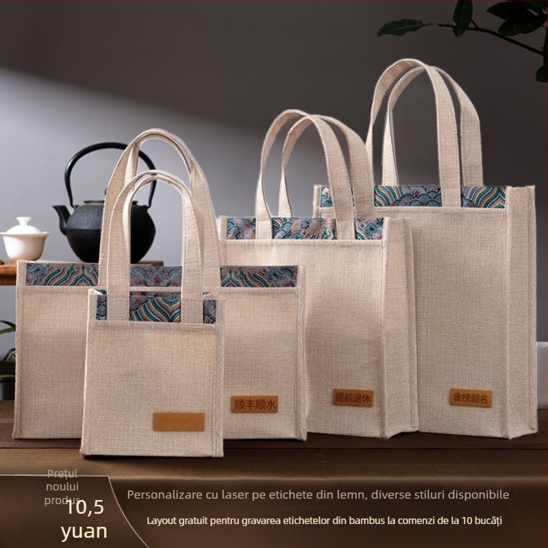 Sac cadou din bumbac pentru ceai, husă din pânză, personalizare disponibilă, imprimare logo