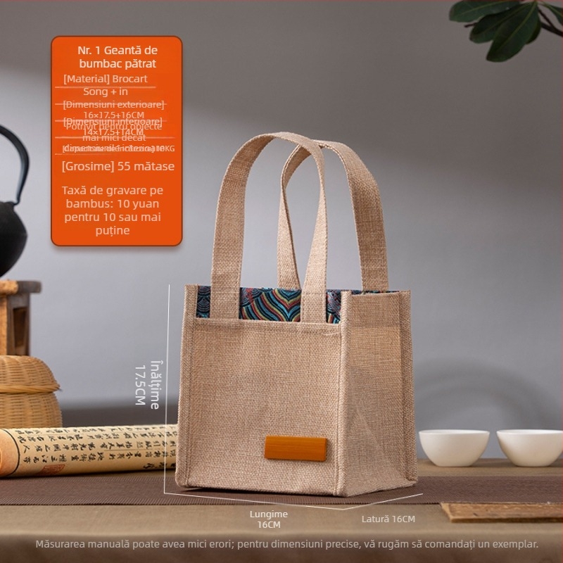 Sac cadou din bumbac pentru ceai, husă din pânză, personalizare disponibilă, imprimare logo