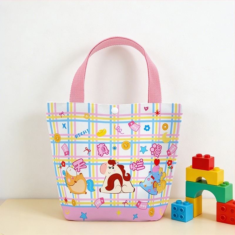 Geantă de cadouri pentru copii din pânză, stil Cartoon; Imprimare logo: Da; În stoc + personalizabilă