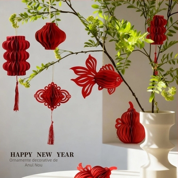 Pandantiv lampion cu caracter 3D de primăvară și minge fagure de miere, model geometric, brand Happy togethers