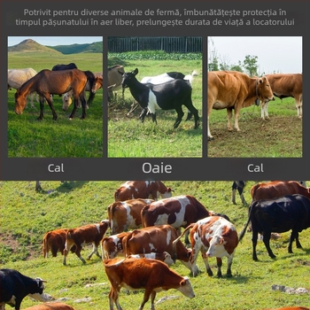 Colier GPS pentru animale (exterior): pentru bovine, oi și cai; curea reglabilă din oțel inoxidabil pentru prevenirea alunecării
