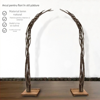 Arc de nuntă în stil pădure, din lemn masiv, decor cu flori de mătase pentru ceremonii în aer liber (Număr de produs: F986996T7M8588; Material: flori de mătase; Utilizare: nuntă; Cadou: cadou personal)