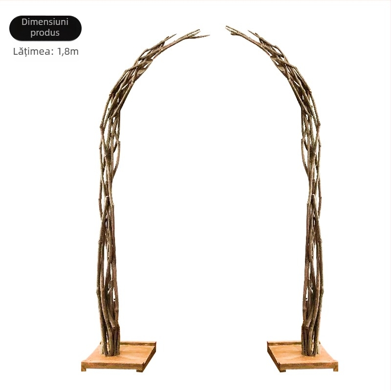 Arc de nuntă în stil pădure, din lemn masiv, decor cu flori de mătase pentru ceremonii în aer liber (Număr de produs: F986996T7M8588; Material: flori de mătase; Utilizare: nuntă; Cadou: cadou personal)