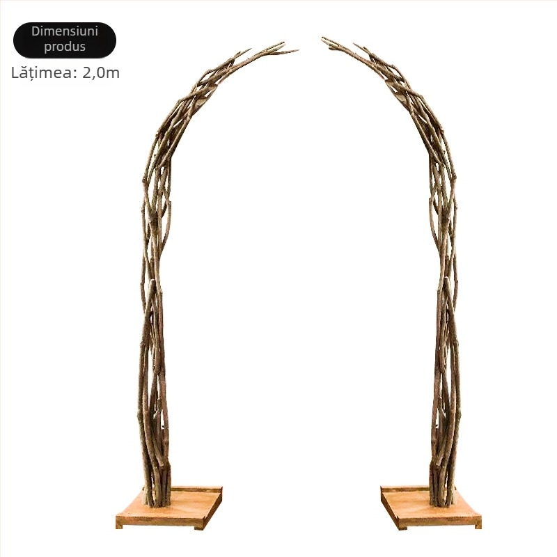 Arc de nuntă în stil pădure, din lemn masiv, decor cu flori de mătase pentru ceremonii în aer liber (Număr de produs: F986996T7M8588; Material: flori de mătase; Utilizare: nuntă; Cadou: cadou personal)