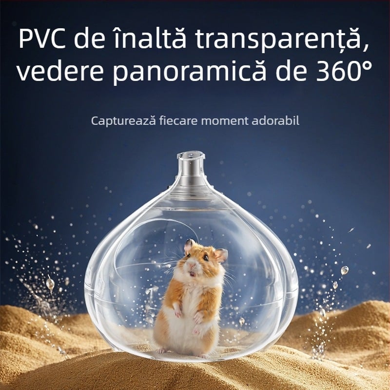 Cadă și toaletă pentru hamster cu capac, material PC transparent, anti-stropire și deodorant