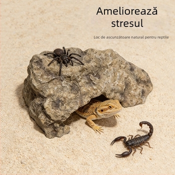 Platformă de expunere la soare a țestoaselor cu scară de cățărare și adăpost ascuns — piatră de peisaj pentru acvariu, model HCW41050, brand Pet Large Strip