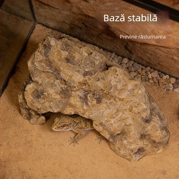 Platformă de expunere la soare a țestoaselor cu scară de cățărare și adăpost ascuns — piatră de peisaj pentru acvariu, model HCW41050, brand Pet Large Strip