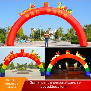 Arc de nuntă gonflabil în formă de curcubeu cu iluminare – temă Dragon și Phoenix, Oxford material, pachet în geantă, LGQ/M marcă, pentru nunți