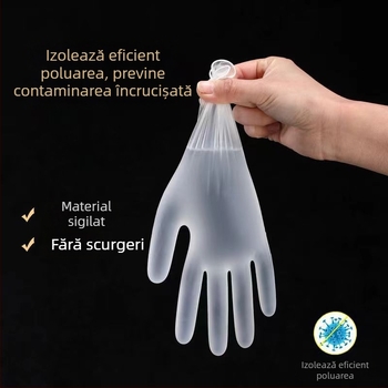 Mănuși de examinare din PVC, o singură utilizare - fără pudră, grosime normală, potrivite pentru catering, bucătărie și casă