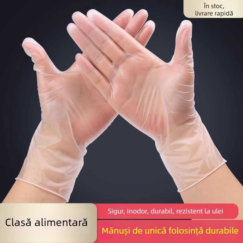 Mănuși de examinare din PVC, o singură utilizare - fără pudră, grosime normală, potrivite pentru catering, bucătărie și casă