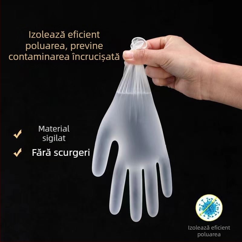 Mănuși de examinare din PVC, o singură utilizare - fără pudră, grosime normală, potrivite pentru catering, bucătărie și casă