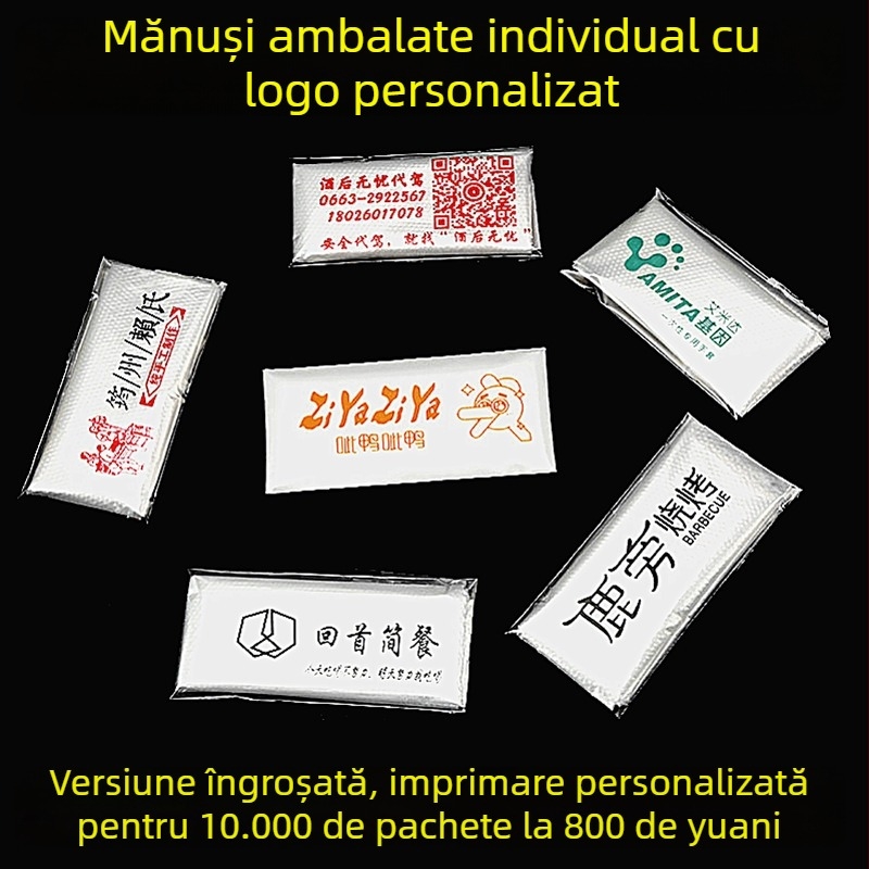 Mănuși de unică folosință, ambalate individual, mai groase pentru alimentație; potrivite pentru homar, grătar și pizza