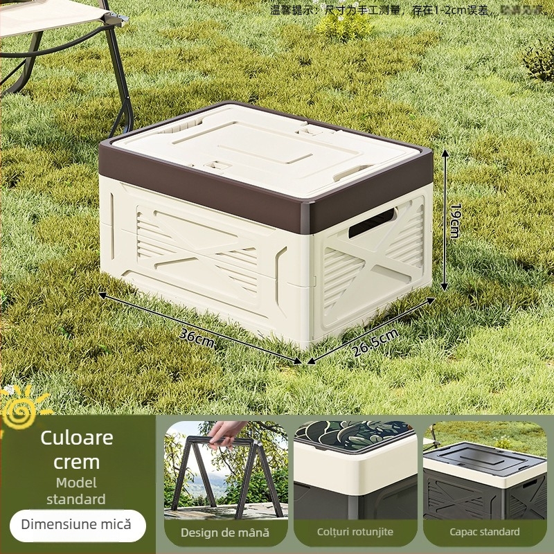 Cutie pliabilă de depozitare din plastic PP pentru camping și uz casnic — capacitate mare, portabilă, protecție împotriva Prafului și umezelii, potrivită pentru portbagajul mașinii